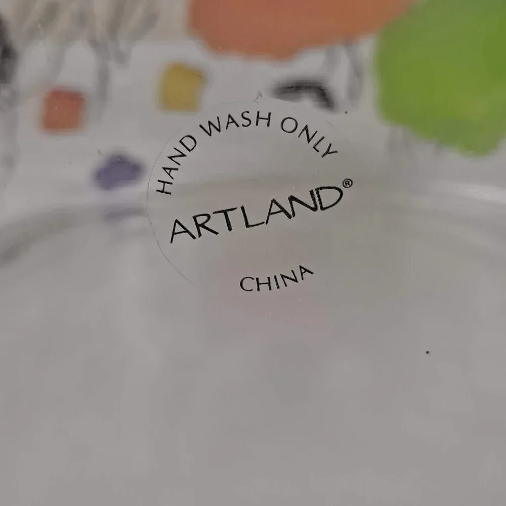 Artland Laurie Gates Clear Glass Bowl with Multi Color Hand Painted Flowers